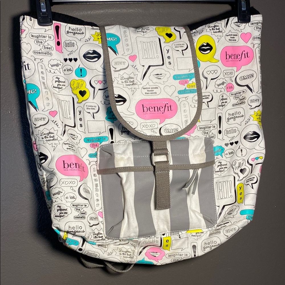 Benefit Cosmetics Limited Addition14 White and Pink Graphic Backpack